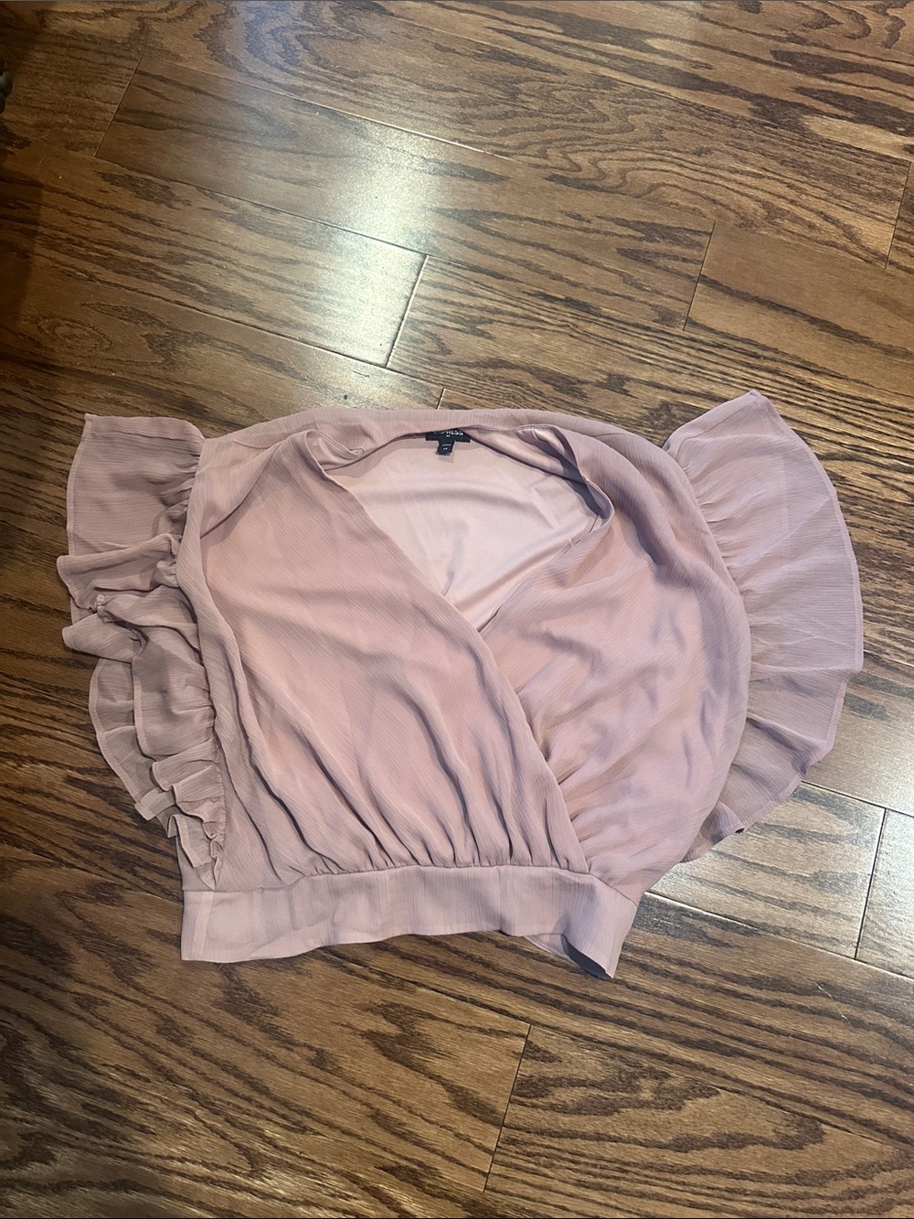 Women's Beige Ruffle Sleeve Wrap Top
